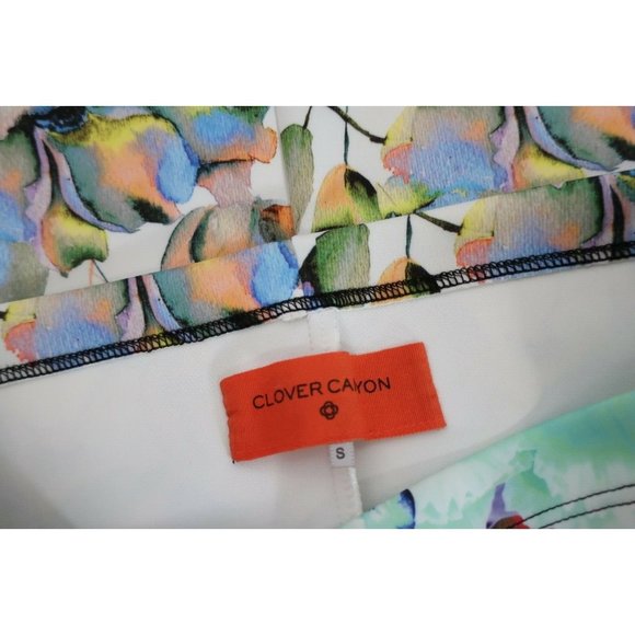 Clover Canyon Red Pencil Skirt Feather Floral Fitted Fall Small - Picture 4 of 4